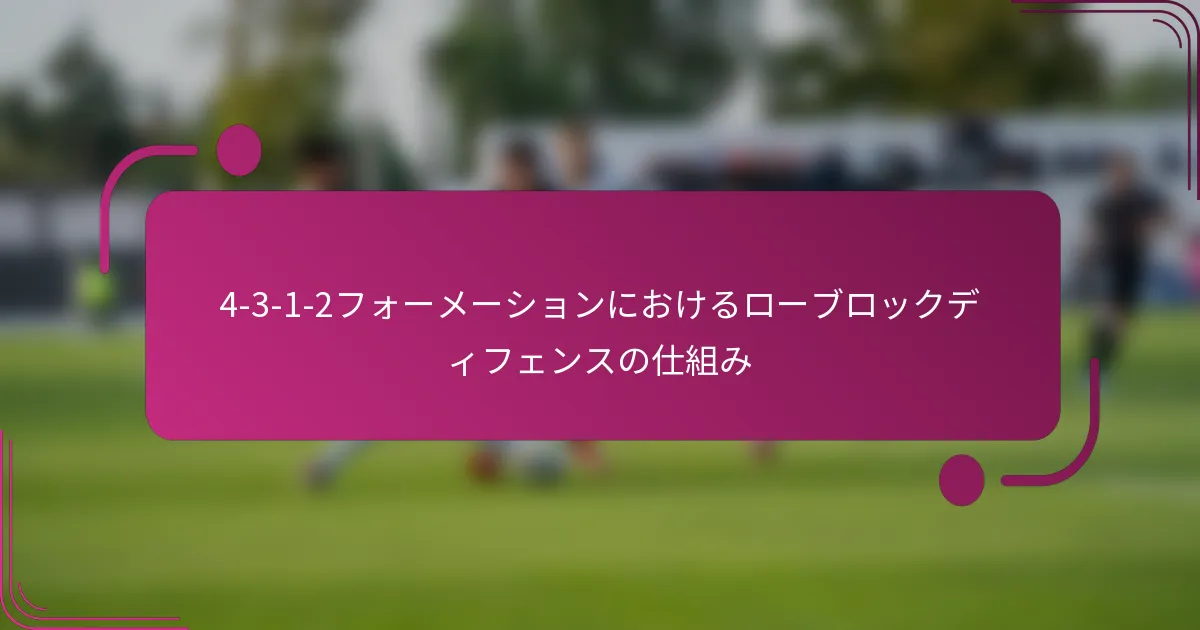 4-3-1-2フォーメーションにおけるローブロックディフェンスの仕組み